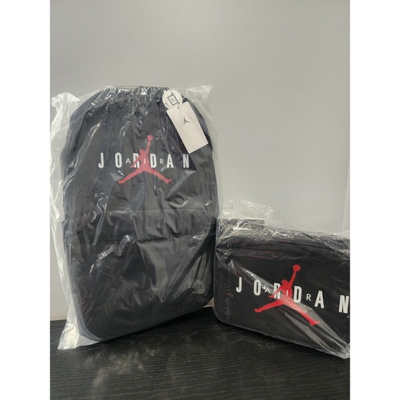 Air Jordan Lunch Bag Backpack Set School Book Bag Black NWT